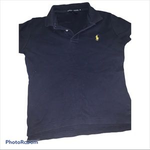 Polo navy blue collared shirt w/ yellow horse